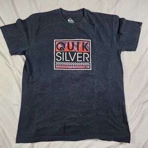Quiksilver Mens Size XL Black Regular Fit Short Sleeve Shirt Cotton Crewneck